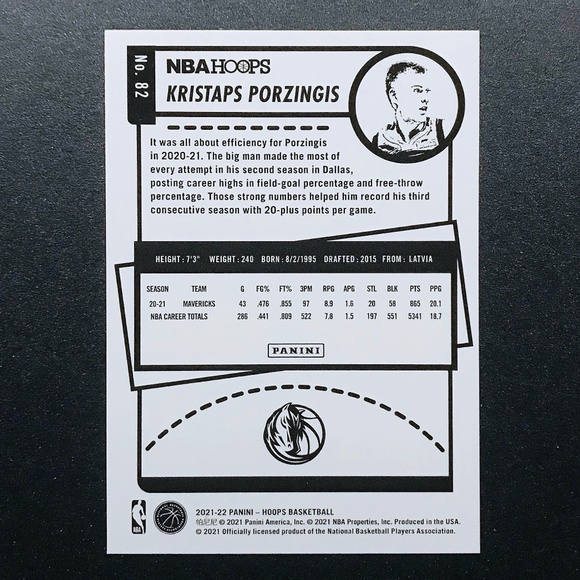 Kristaps Porzingis - 2021-22 Hoops #82 - Picture 2 of 2